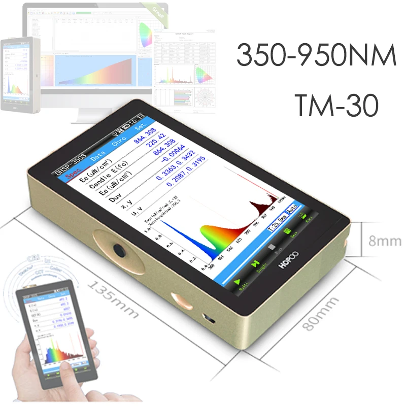 Light source colorimeter/LED Spectral Irradiance Colorimeter/Portable spectrometer/Illuminance meter OHSP350S