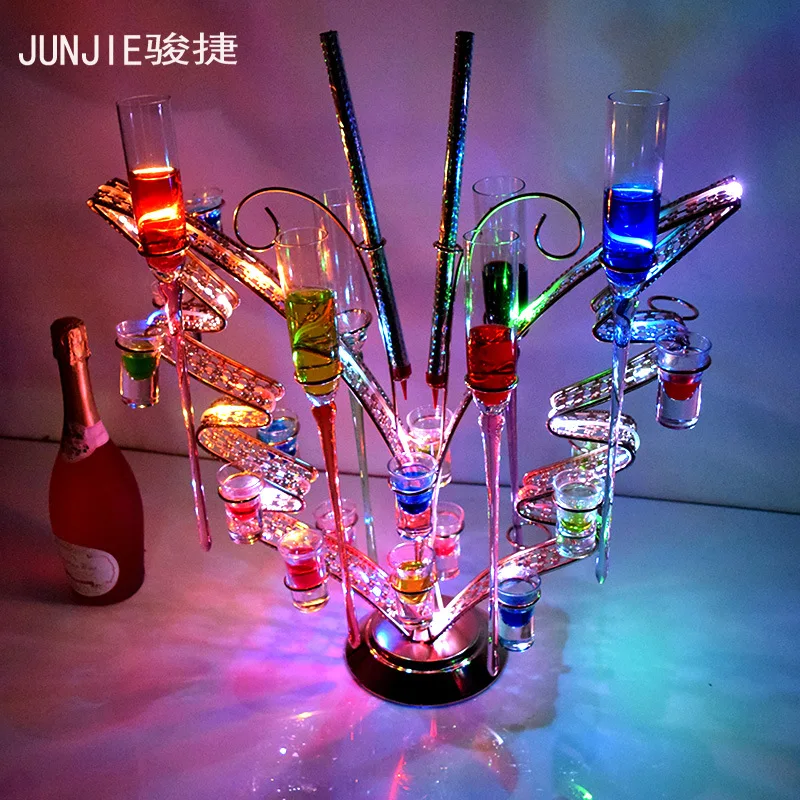 

Bar Cup Holder Wine Cocktail Bullet Cup Holder KTV Colorful Butterfly Beach Cup Holder Foreign Wine Light-Emitting Wine Rack