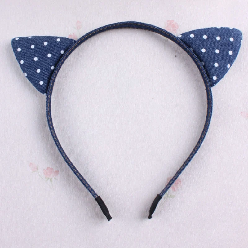 Korean Cloth Canvas Cartoon Cat Tiger Ear Dot Headband Cute Girls Kids Adorable Show Party Hair Accessories Fantastic Headdress