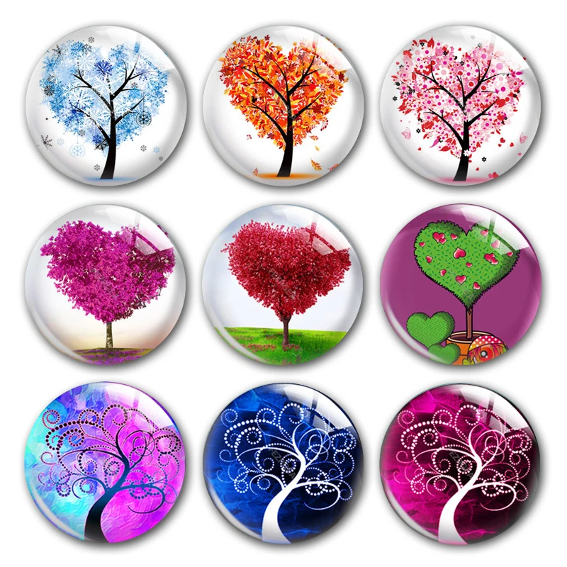 

Hand Made Tree Of Life Heart Round Photo Glass Cabochon Demo Flat Back, Diy Bisuteria Para Manualidad Jewelry Making Supplies.