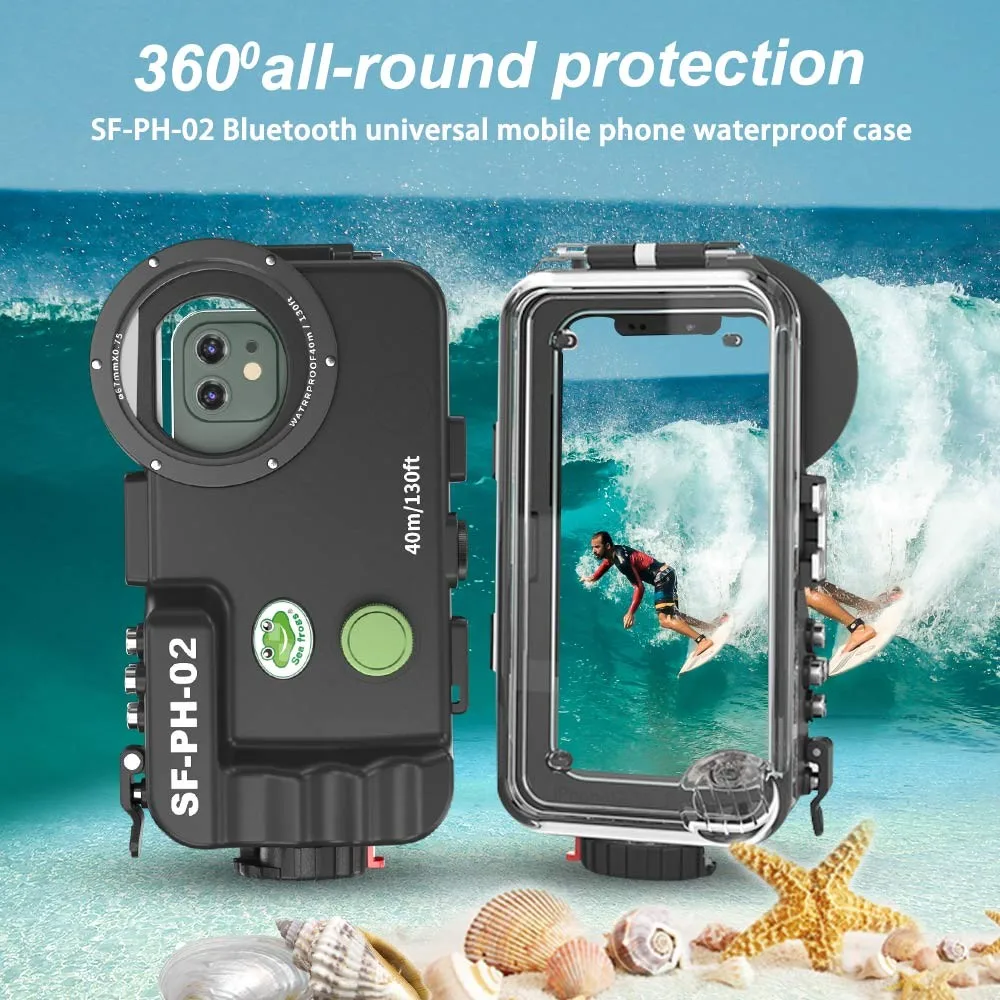 Imagem -03 - Seafrogs-caixa Móvel Impermeável para Iphone Capa Subaquática para Iphone Sf-ph02 14 11 12 13 15 Pro 15 Plus 14 11 12 13 40m 130ft