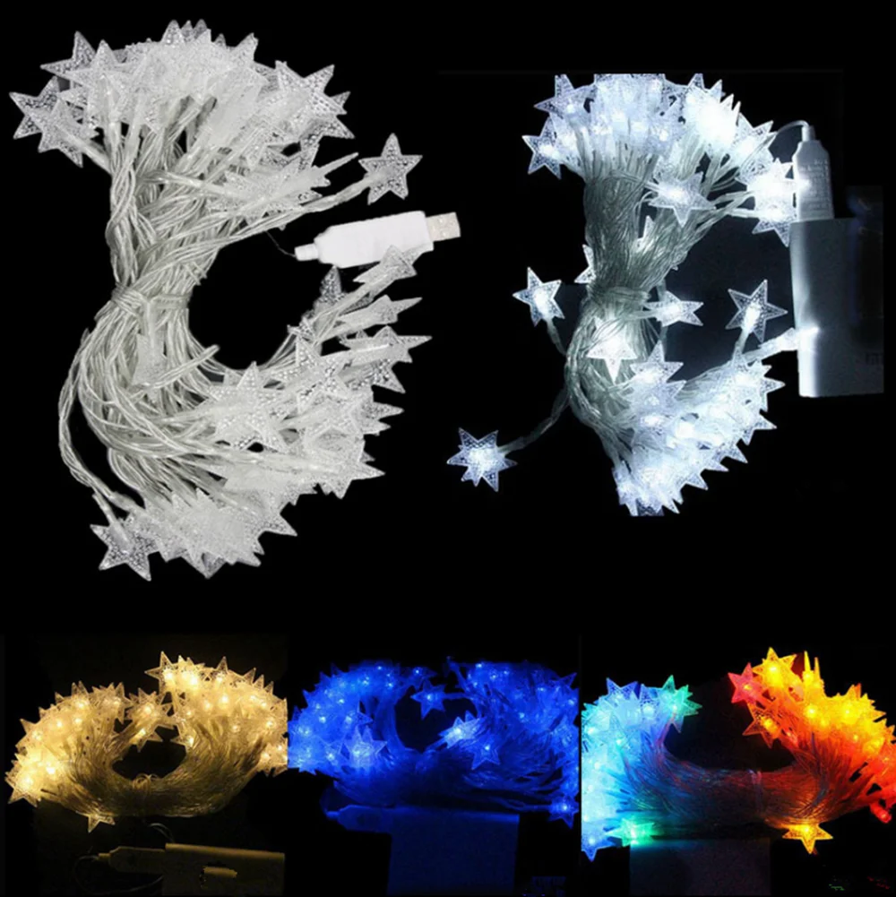 USB5V 10 Meters 60LED Stars Round Ball Snowflake Hair Ball String Lights Christmas And New Year String Decoration Lights