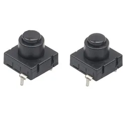 10pcs  flashlight switch button switch 12 *12 mm flashlight 2 foot switch self-locking switch ON OFF black