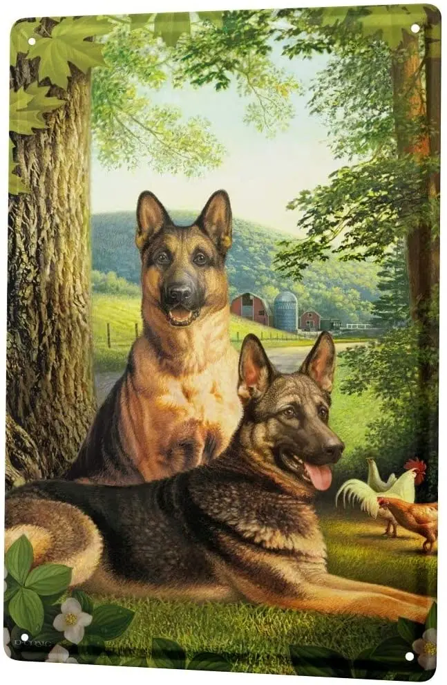 LEotiE SINCE 2004 tin Plate Dogs Breed Shepherd Dog Farm Forest