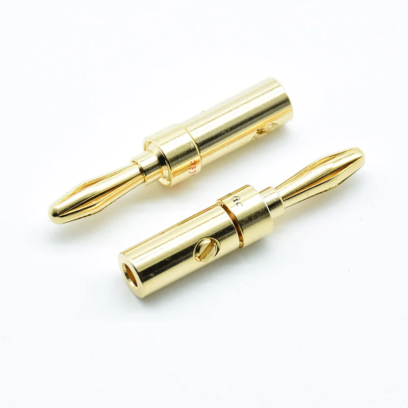 2pcs/1Red 1Black 4mm 4.5mm Budweiser Gold-plated Audiophile Speaker Banana Musical Speaker Cable Plugs Connectors adapter