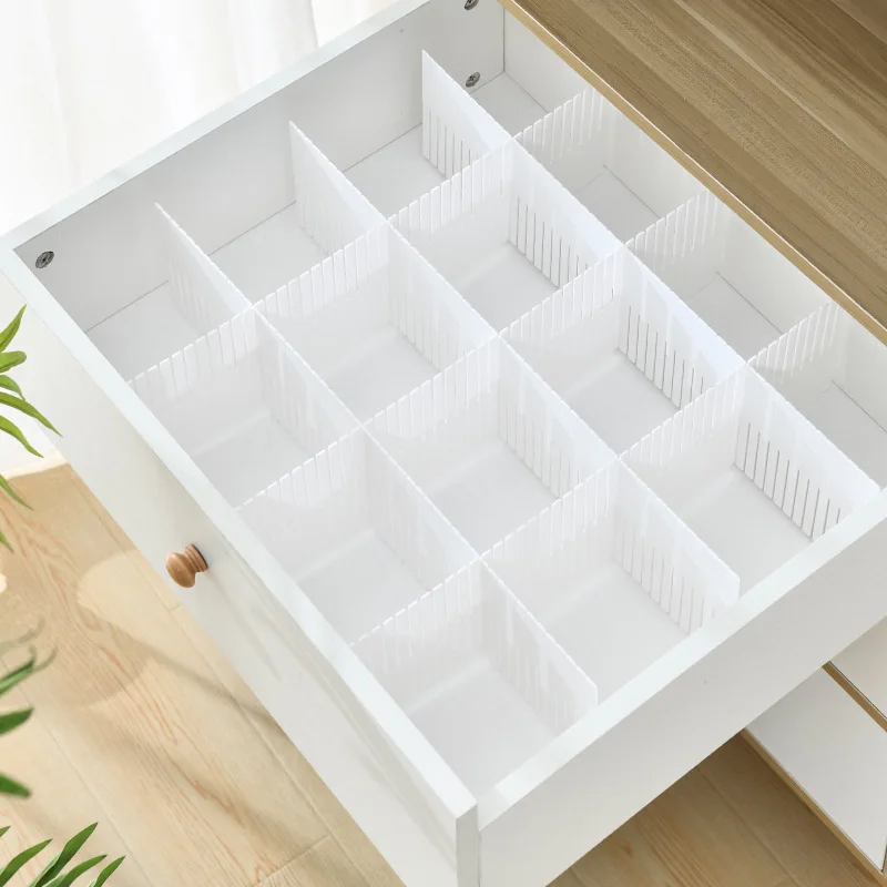 5Pcs DIY Adjustable Storage Partition Board Plastic Drawer Divider Combination Partition Board Space-saving Division Organizer