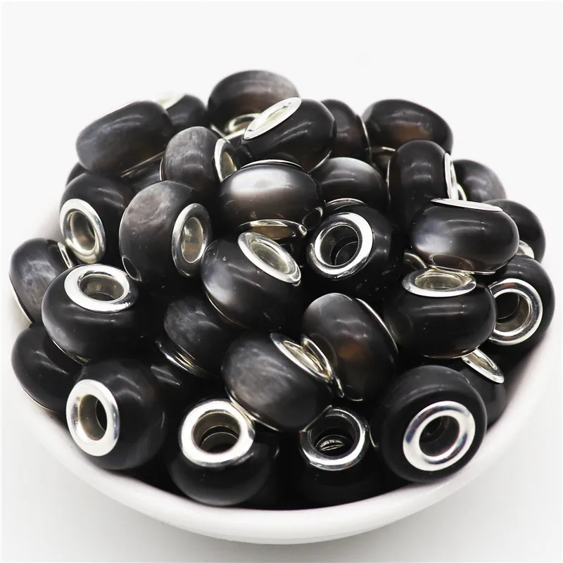 10pcs New Big Hole Round LPlastic Murano Spacer wisiorki z koralikami Fit Necklaces for DIY Jewelry Accessories Making