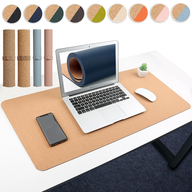 Portable Natural Cork+PU Desk Mat Double-sided Home Office Large Mouse pad Resting Surface Protective dining Desktop Writing Mat