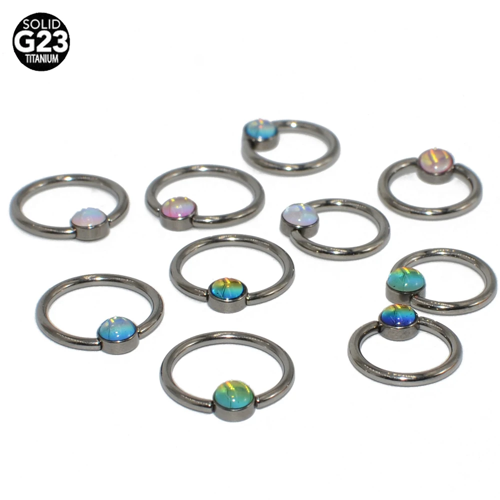 1PC G23 Titanium Bling Bling Flash Film Lip Eyebrow Nose Ring Daith Rook Ear Septum Helix Tragus Cartilage Earrings Piercing