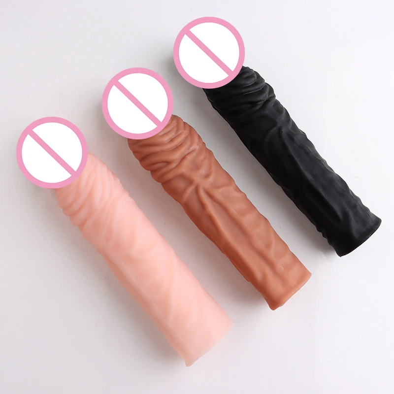 19cm Penis Extend Sleeve Reusable Condom Penis Enlargement Cock Lock Sperm Sleeve Delay Ejaculation Sex Toys For Men Product