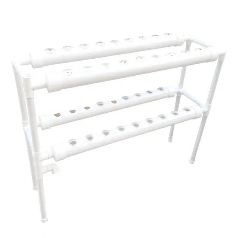 

2 Layer 36 Plant Sites 4 PVC Round Pipes Vertical Hydroponics Growing System Kit for Leaf Vegetable