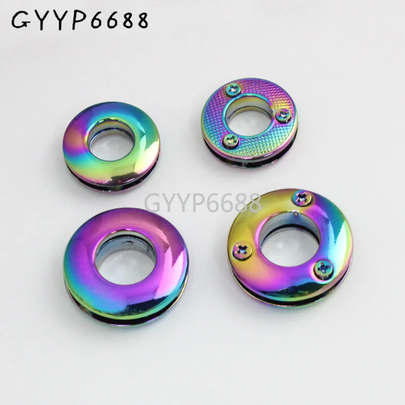 

10-30-100pcs 2 size 10mm 14mm Rainbow Grommets Screw Eyelets for Canvas Leather Self Backing Purse Buckle Luggage hardware Diy