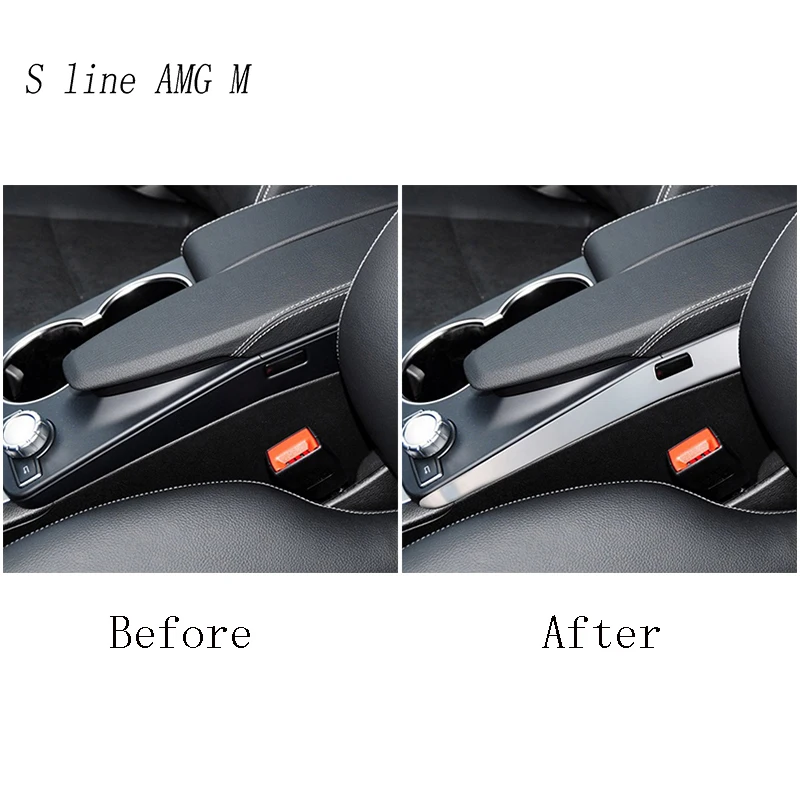 Car Styling For Mercedes Benz C E Class W204 W212 Interior Center Console Handrest Armrest box decorative cover Sticker Car trim