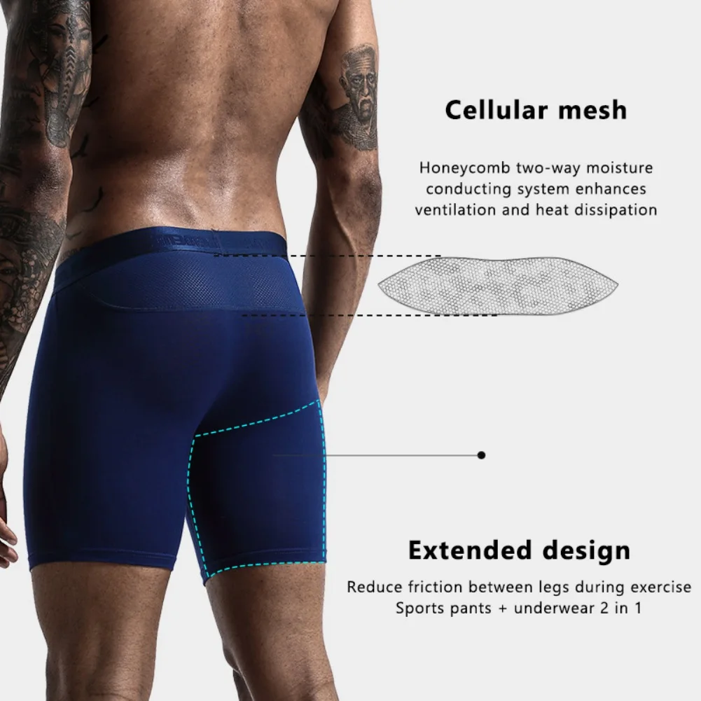 Men Running Shorts Cotton Breathable Quick Dry Compression Shorts Ice Silk Mesh Tights Underwear Sports Fitness Gym Shorts