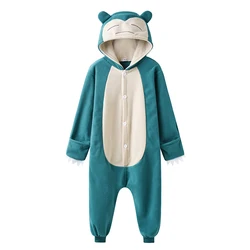 Kids Snorlax Pajamas Kigurumi Overall Anime Onesie For Children Cosplay Halloween Full Body Pijama Girls One-Piece Bodysuit