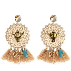 Zouchunfu Bull Head Earrings Dangle Boho Oorbellen Tassel Earrings For Women Wedding  Vintage Earrings Pendientes Statement Ear