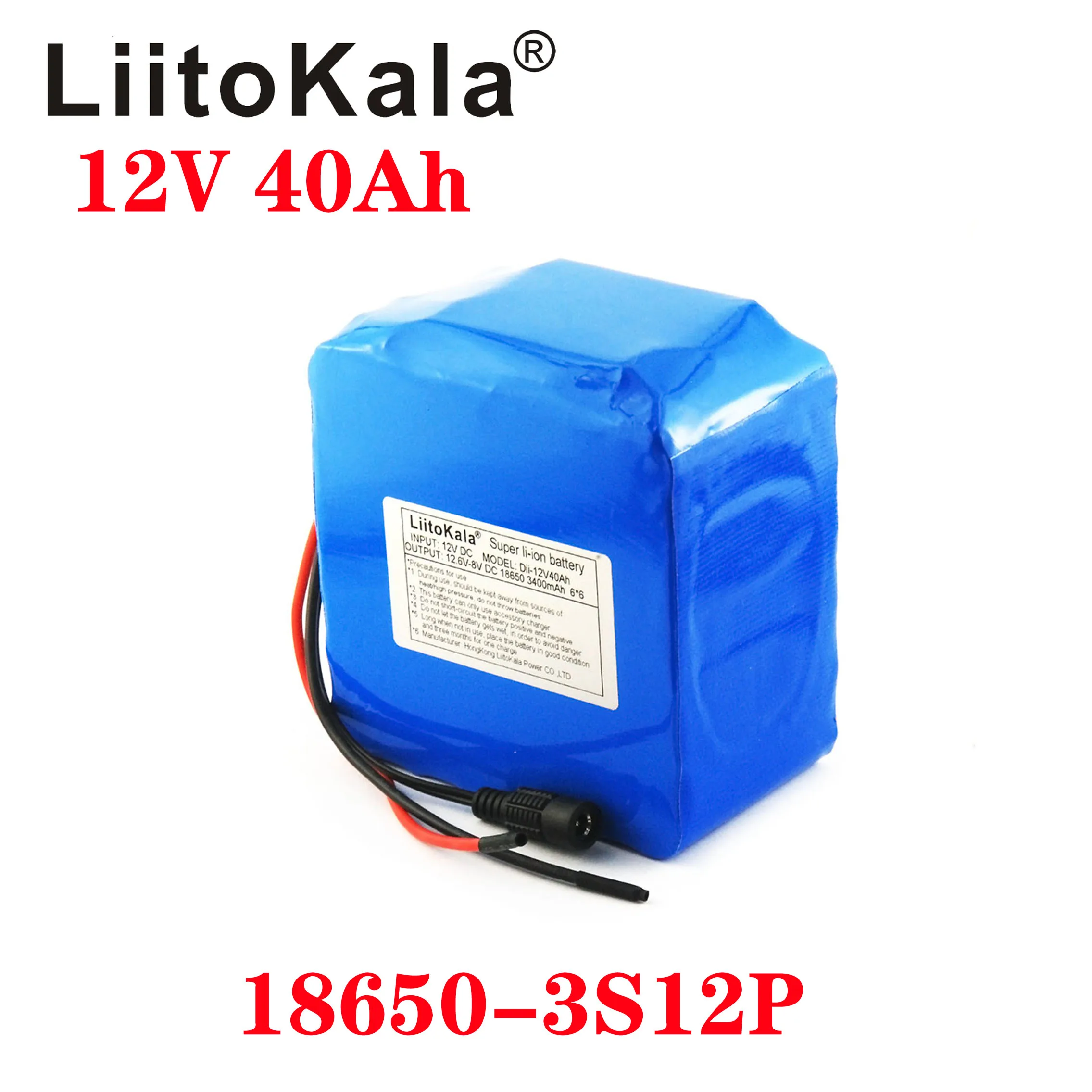 Imagem -03 - Liitokala 12v 40ah 3s12p 11.1v 12.6v Bateria de Lítio para Inversor Xenon Lâmpada Solar Rua Luz Sightseeing Carro Etc