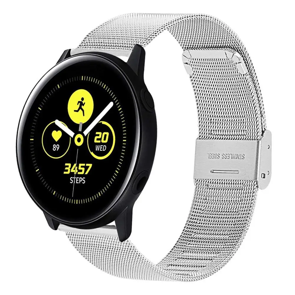 Pulseira milanesa de 20mm para samsung galaxy watch 42mm/watch 3 41mm/galaxy active 2 40mm 44mm pulseira de relógio de aço inoxidável