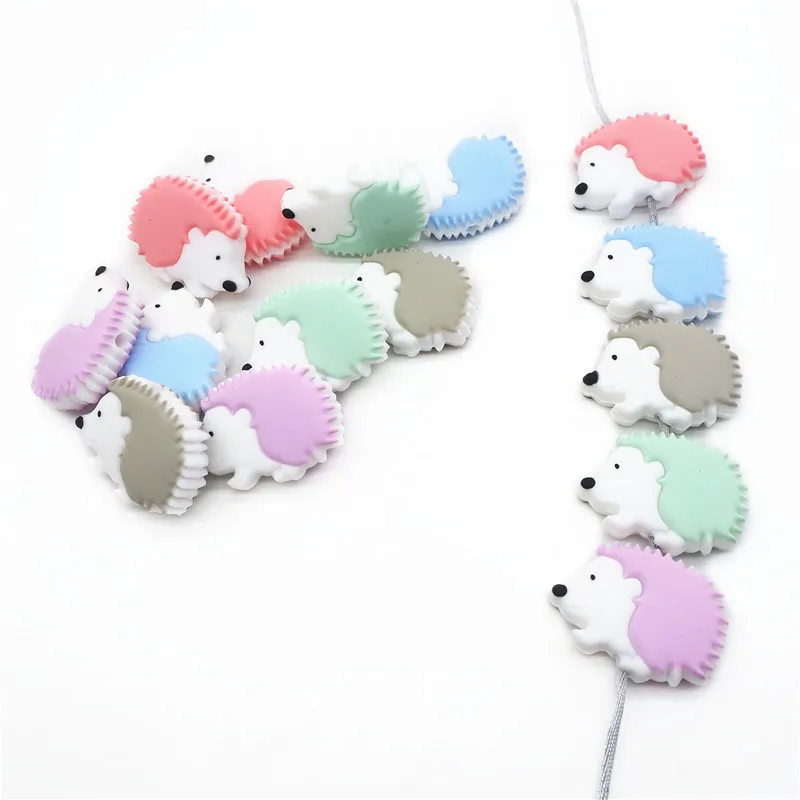 Chengkai 10pcs Silicone Hedgehog Teether Beads DIY Baby Koala Animal Cartoon Teething Sensory Toy Pacifier Jewelry Making Beads