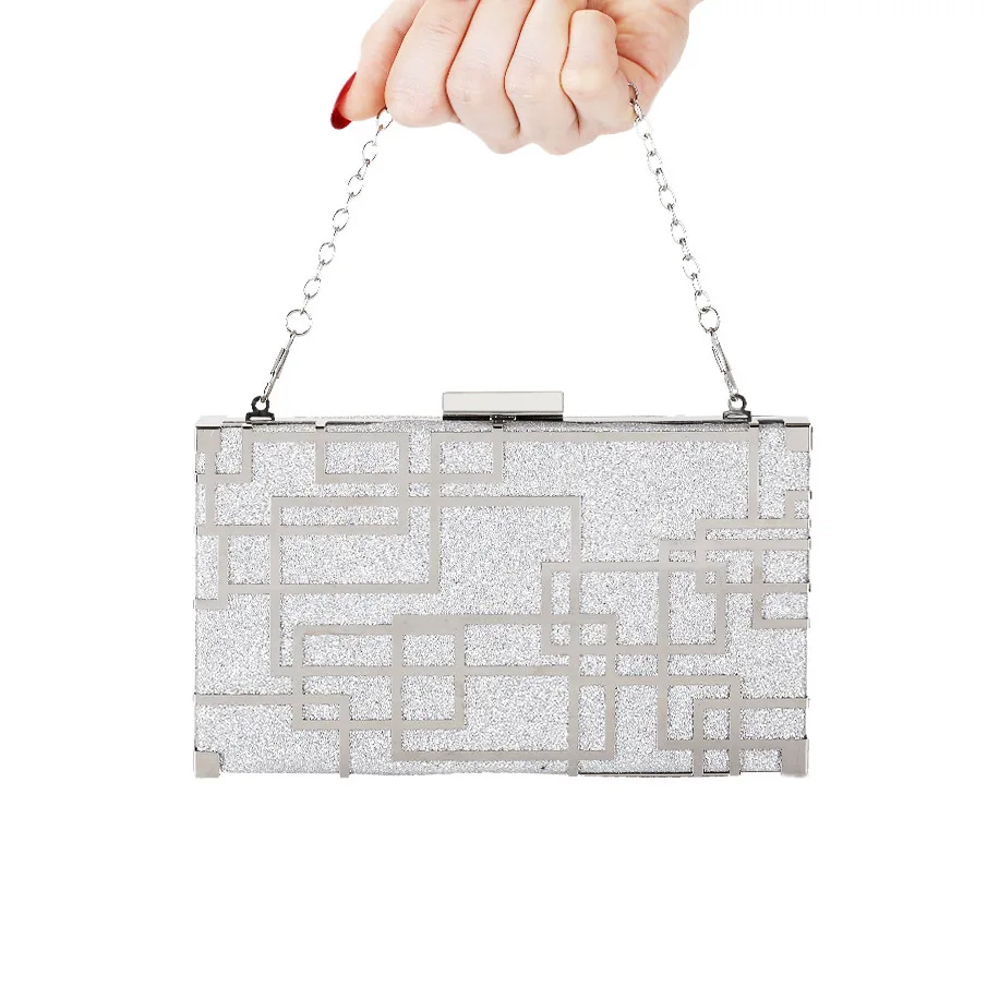 Fashion Glitter Evening Bags Geometric Pattern Shoulder Bags Ladies Elegant Party Handbags Vintage Banquet Wedding Clutch Bag
