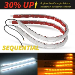 1 paire de feux de jour LED DRL 12V, bande Flexible séquentielle, clignotant pour conduite de voiture