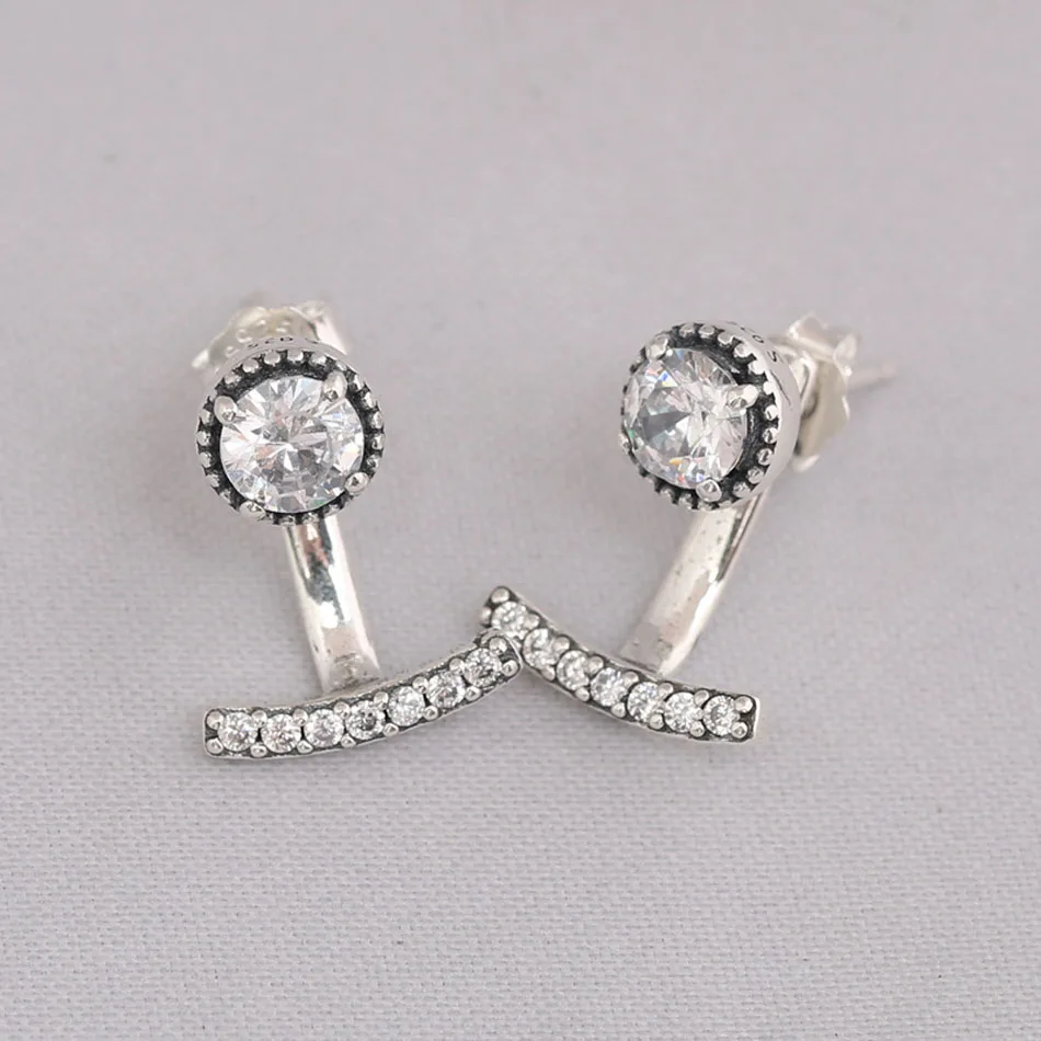 

Abstract Elegance Studs Earrings for Women Clear CZ Fit Lady Jewelry Authentic S925 Silver Sterling Earring Cubic Zirconia