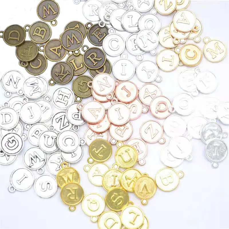 26pcs/Lot A-Z Letter Charms Pendants For DIY  Jewelry Making 7 Colors Available