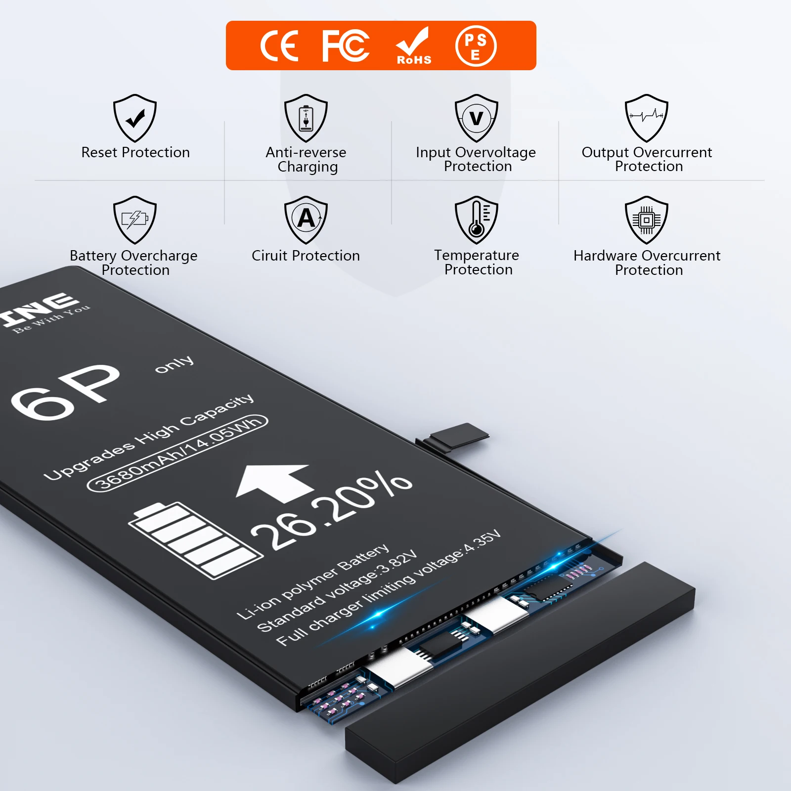 PERFINE Battery for Iphone 6 Plus A1522 A1524 A1593 3680mAh Mobile Phone Battery with Installation Repair Tool Kit High Capaity