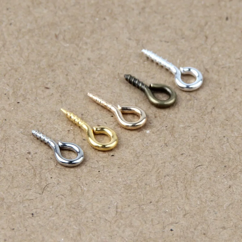 200pcs 4x8/5x10mm Small Tiny Mini Eye Pins Eyepins Hooks Eyelets Screw Threaded Clasps Hooks For Jewelry Making Findings DIY