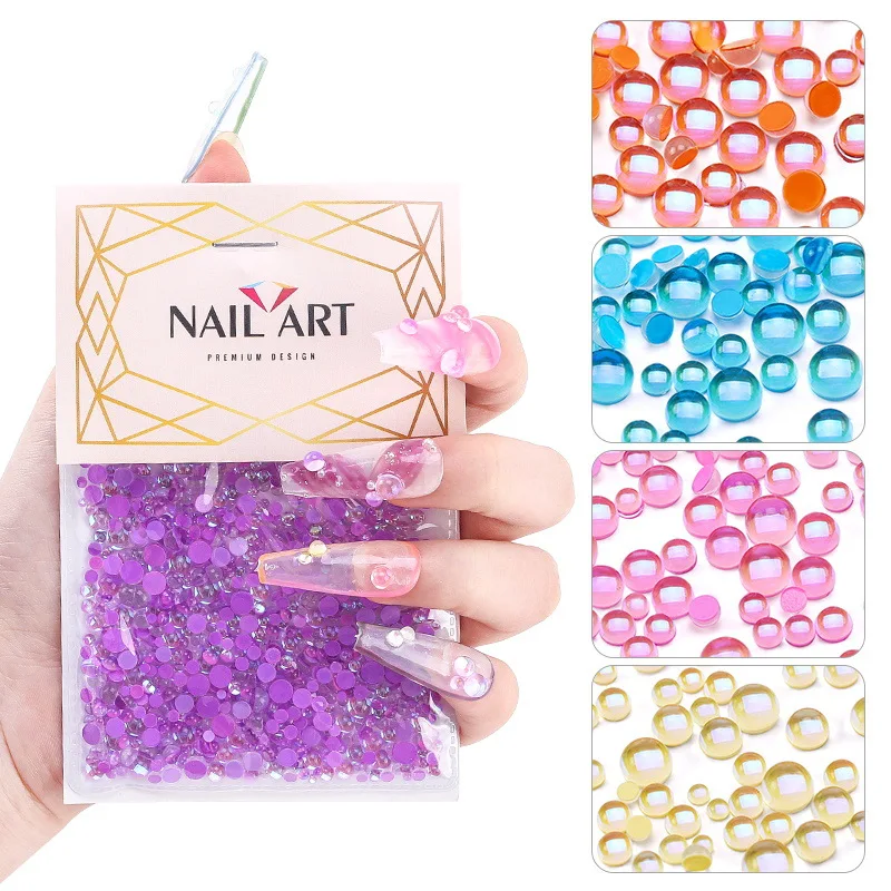 New 3D Nail Art Decorations Rhinestones Mermaid Beads Strass Glitter Light-sensitive Crystal Glass Beads Manicure Decoration