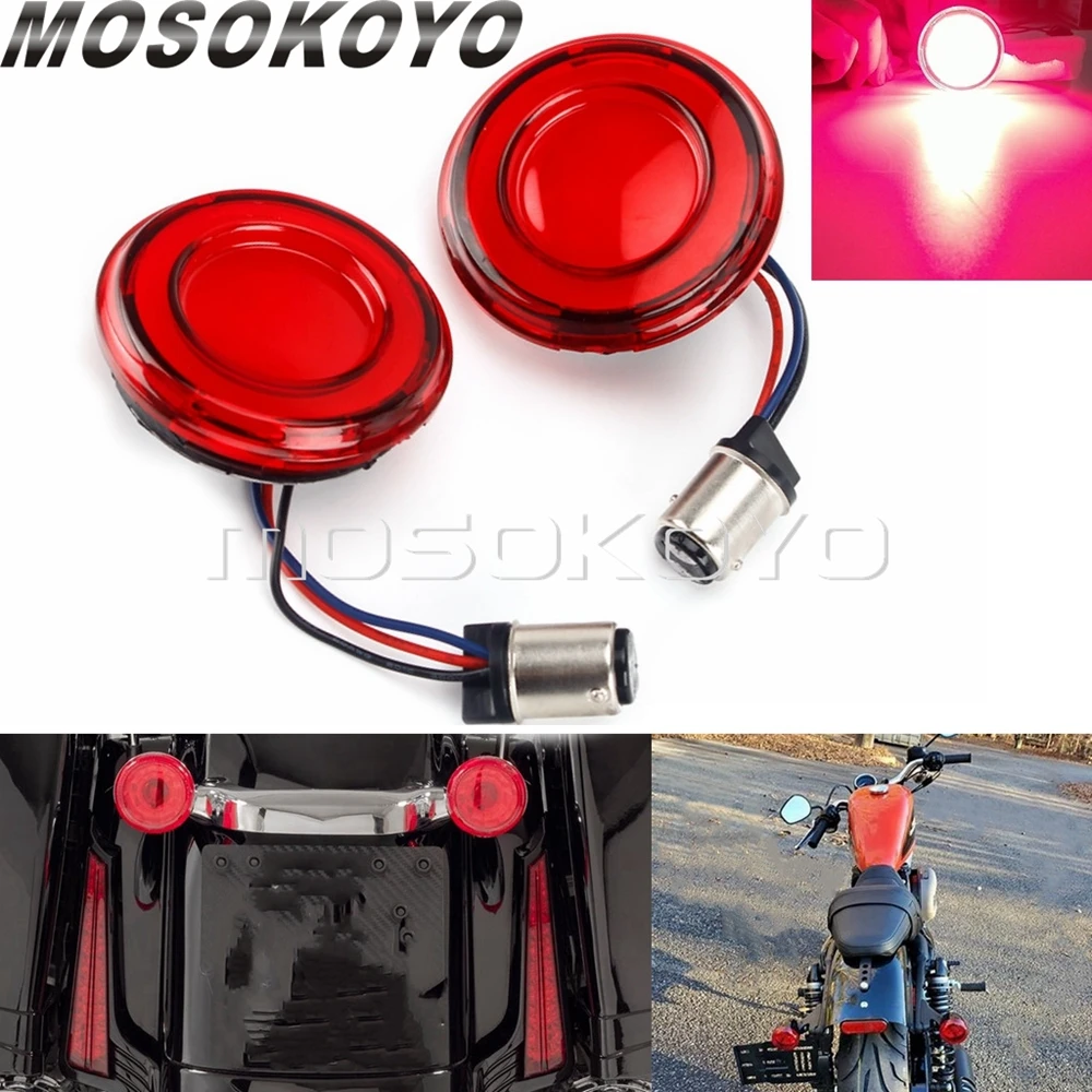 

Red Lens LED Turn Signal 1157 Bullet Lights 2" Inserts Lamp For Harley Dyna Touring Road King Street Electra Softail Sportster