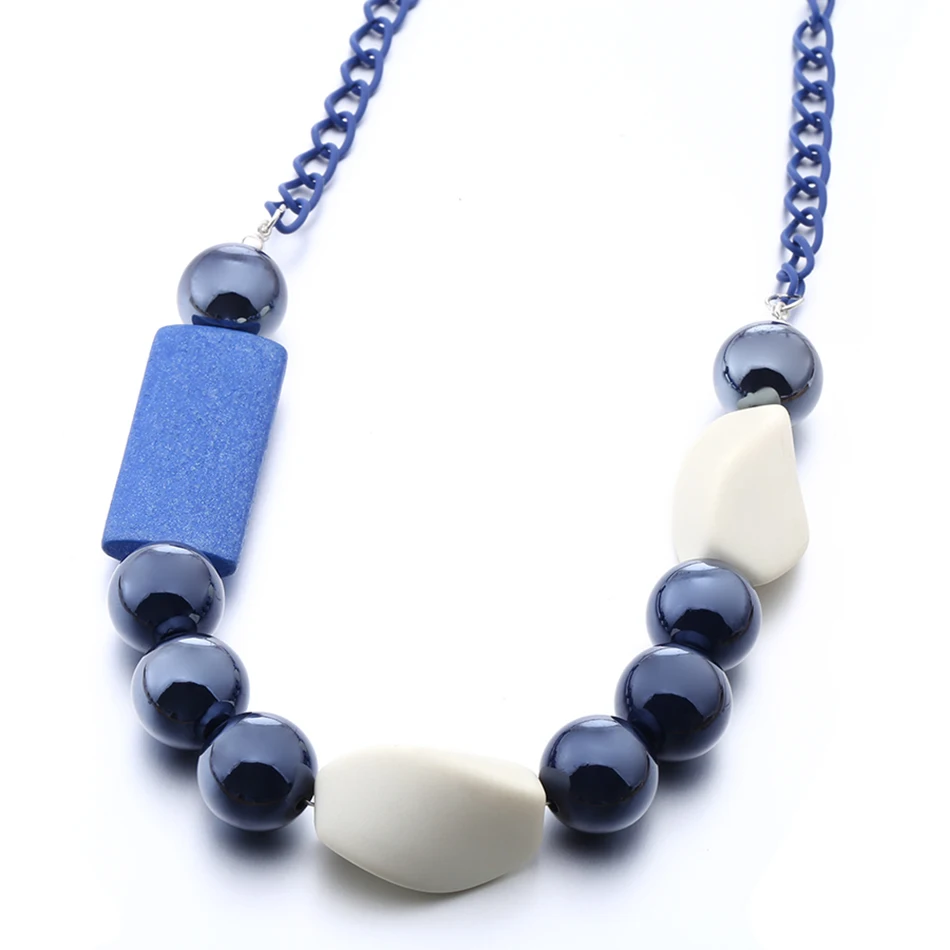 Women\'s Acrylic Beads Necklace for Women Beaded Necklaces & Pendants Wood Statement Necklace Jewelry for Gift to a Woman MX052