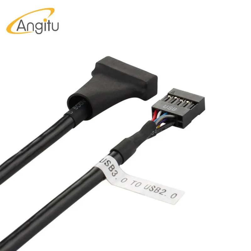 Angitu USB 2.0 Ke 3.0 Kabel Adaptor Motherboard Komputer USB2.0 9Pin Betina Ke 3.0 19/20Pin Jantan untuk Kabel Konverter PC Komputer