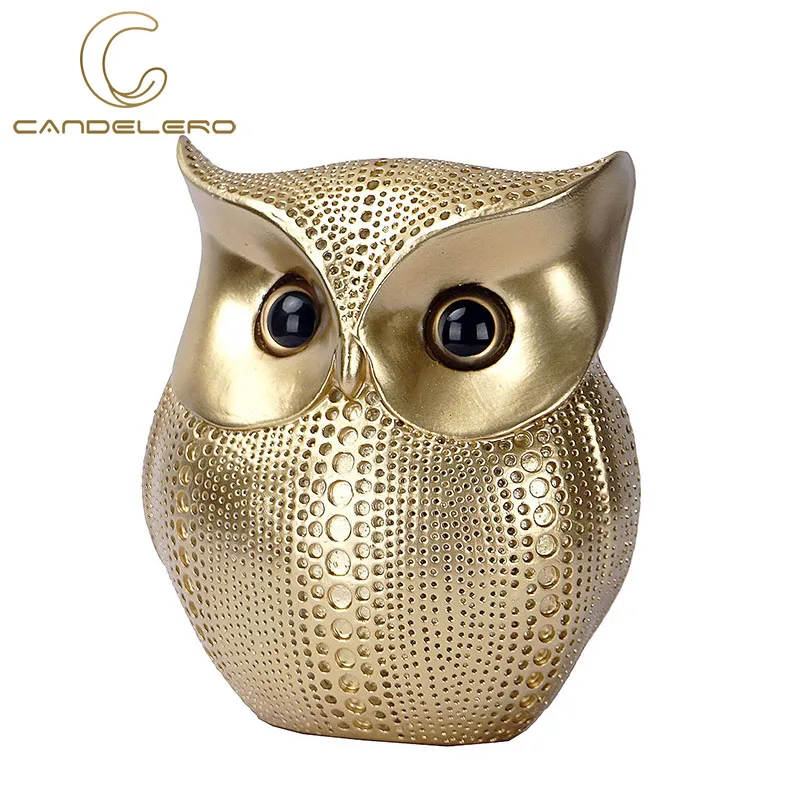 Statues For Decoration Owl Golden Resin Living Room Decor Sculptures Small Ornaments Figurines For Interior Tv Desktop Desk Art