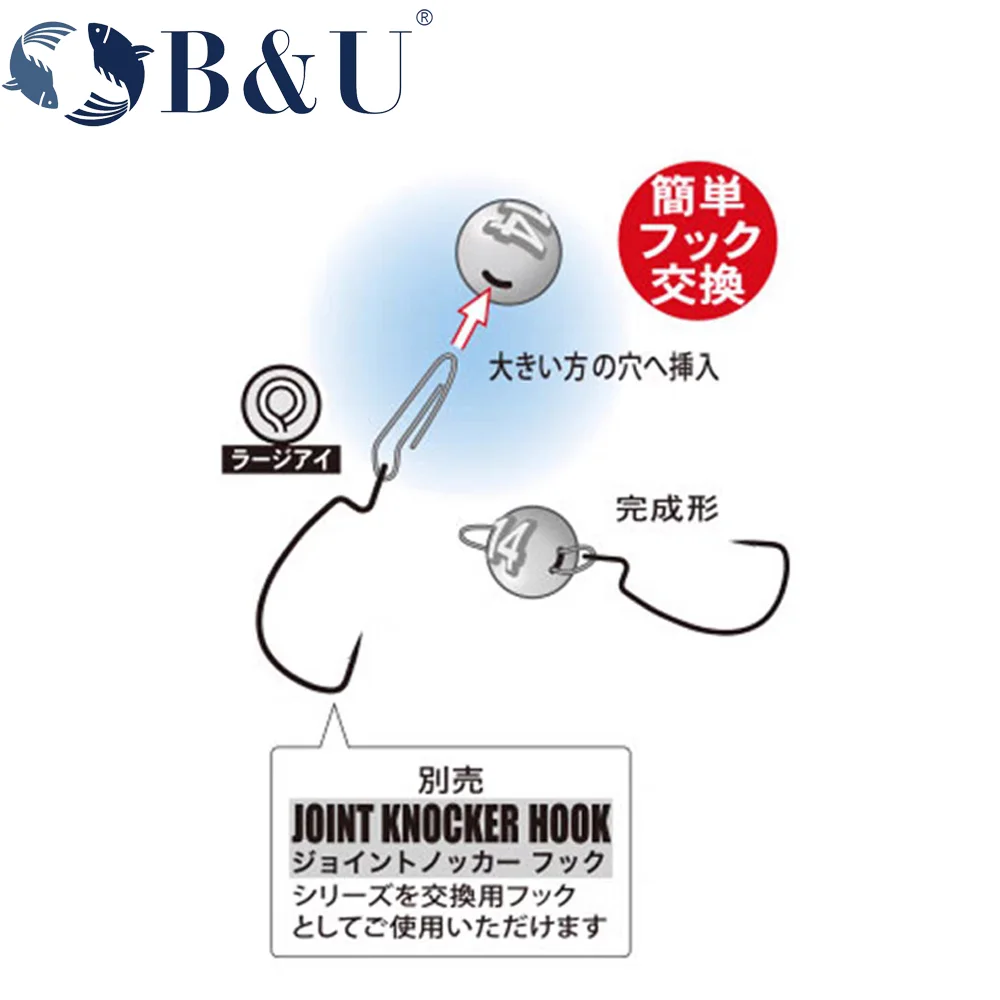 B & U ตกปลา Cheburashka น้ำหนัก Sinker อุปกรณ์ตกปลา Swing หัว Jig Bullet น้ำหนัก Soft Lure กลุ่ม2G-12G Hook Aggravated