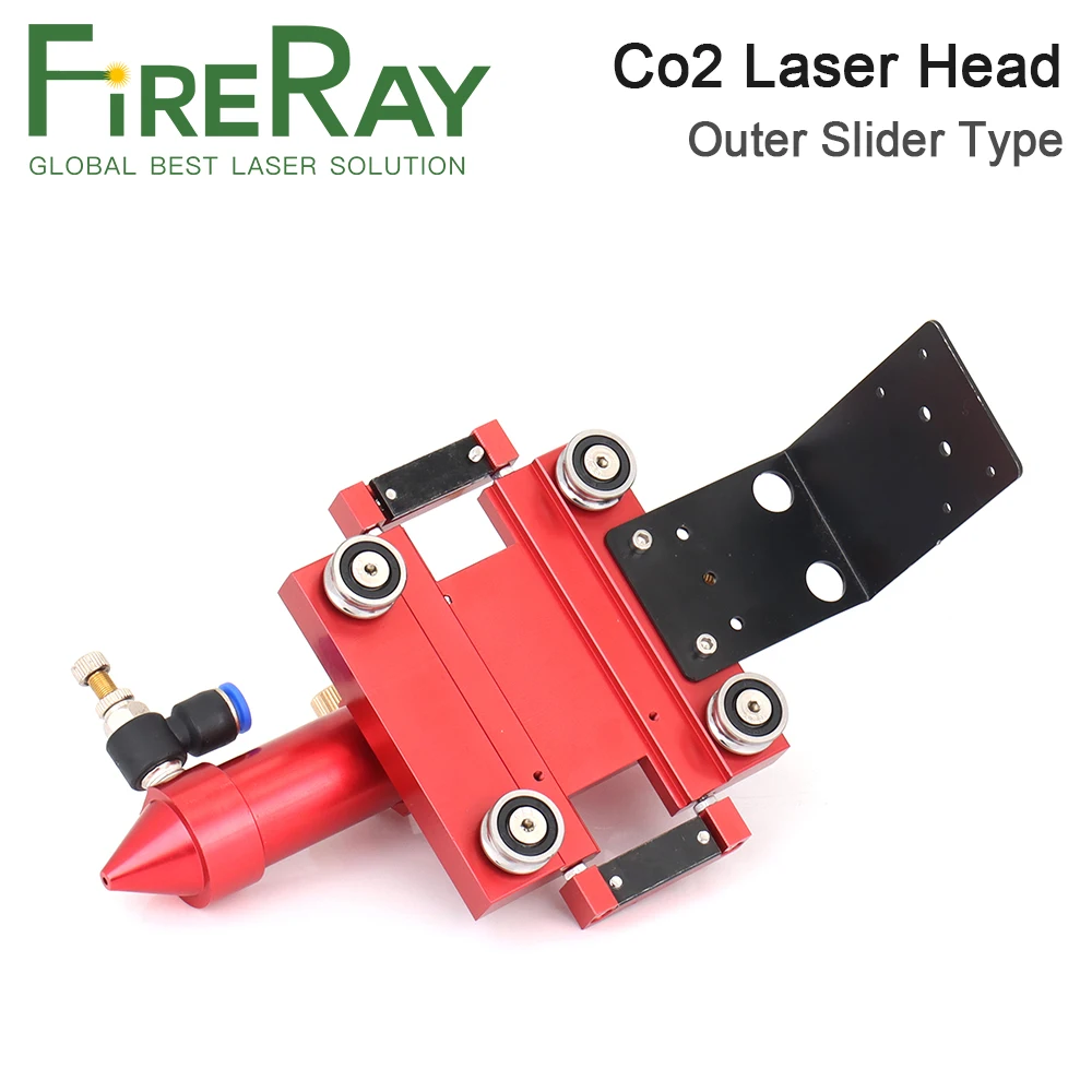 FireRay CO2 Laser Head for Dia.20mm FL 50.8/63.5mm Lens D25mm Mirror Outer Slider Type with Air Nozzle