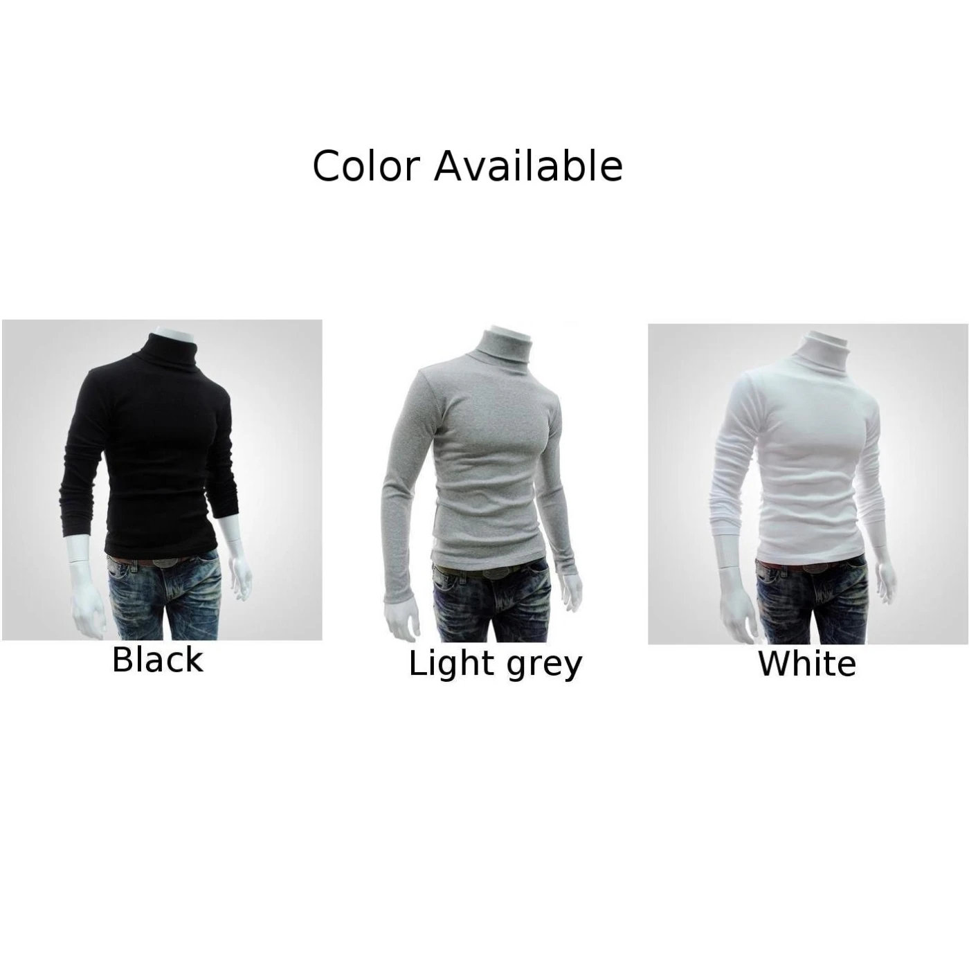 New Men\'s Slim Turtleneck Long Sleeve Tops Pullover Warm Stretch Knitwear Sweater Tight-fitting   High-neck Casual Men Clothing