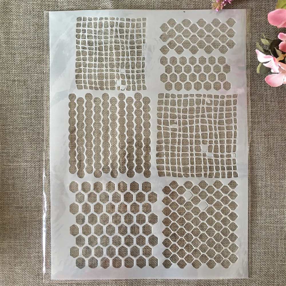 A4 29cm Grid Net Mesh Geometry DIY Layering Stencils Painting Scrapbook Coloring Embossing Album Decorative Template