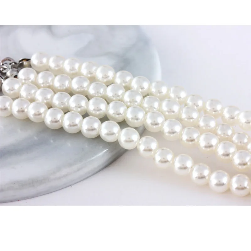 Luxury Cat Dog Collar Four-Rows Pearl Diamond Flower Necklace Collar Chain For Small Dog Cat 20/25/30cm Rhinestone Pet Accessory