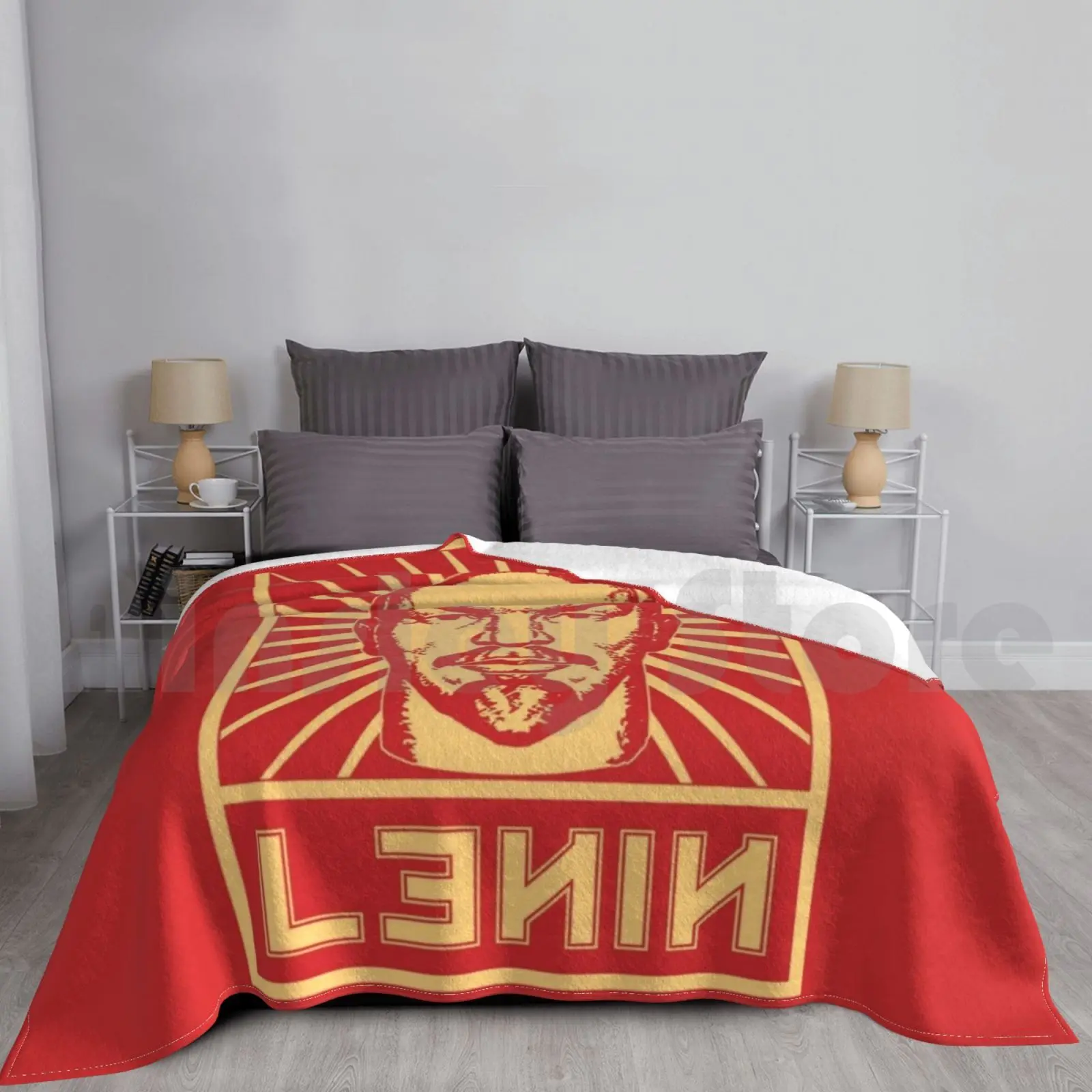 Vintage Lenin Soviet Propaganda Blanket For Sofa Bed Travel Lenin Communist Communism Stalin Marx Socialism