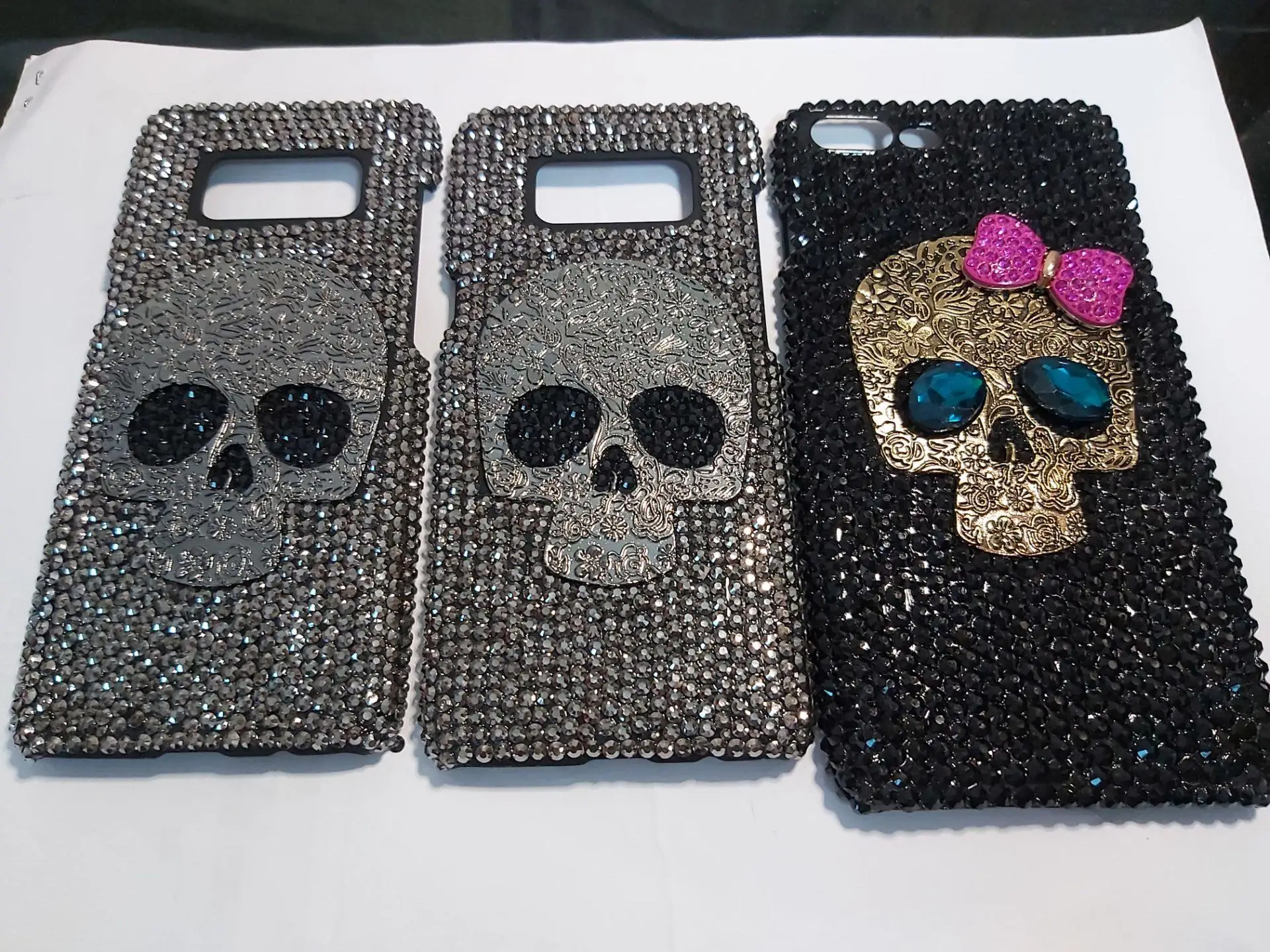 Cool Metal Skull Skeleton Punk Bling Case Cover For Samsung Galaxy S25 S24 S23 S22 S20 S21 Plus Note 20 Ultra FE Crystal Fundas