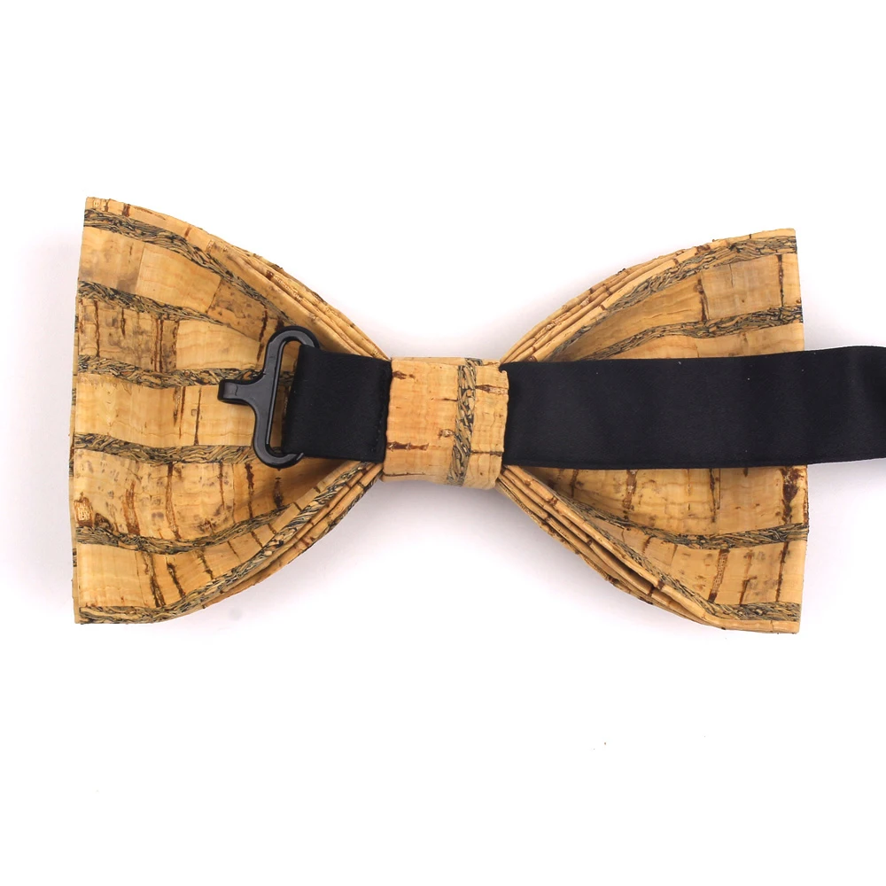 New Cork Wood Bow Tie Fashion Wooden Bow Ties For Men Women Handmade Bowtie For Wedding Party Striped Neck wear Mens Tie