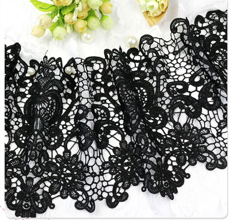 2 yards - 3 yards / lot Free shipping 25cm wide black white water soluble lace garment accessories diy manual lace CA78