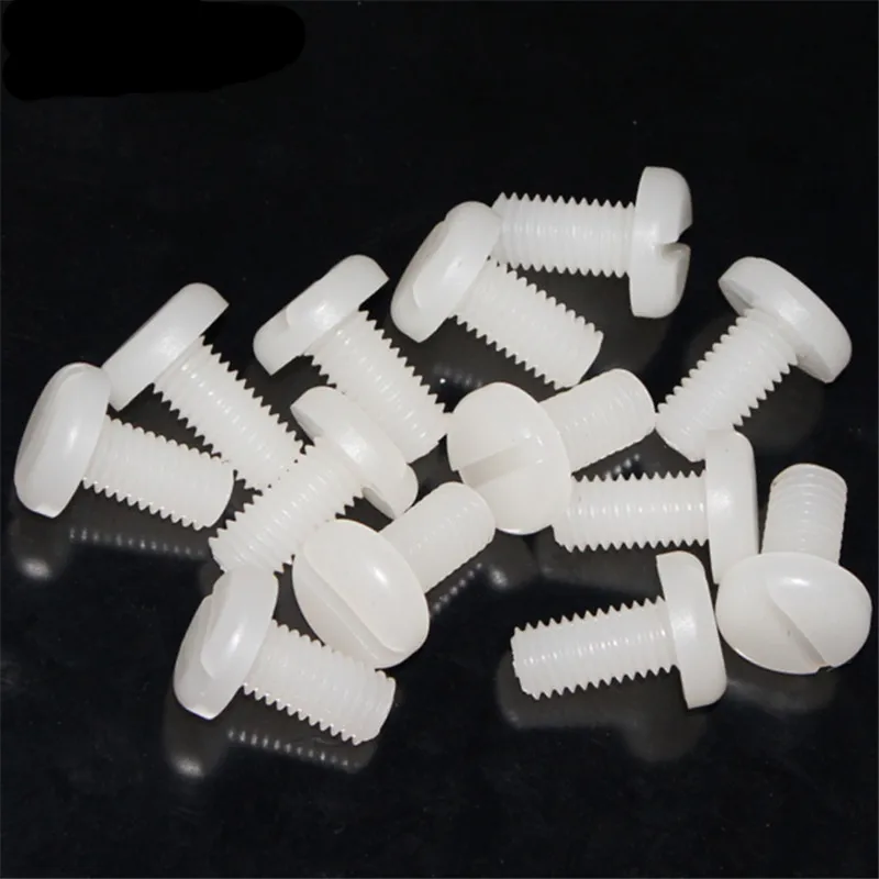 10PCS M2 M3 M4 M5 M6 M8 PVDF Polyvinylidene Plastic Slotted Pan Head Screws Preservative Strong Acid and Alkali Resistance