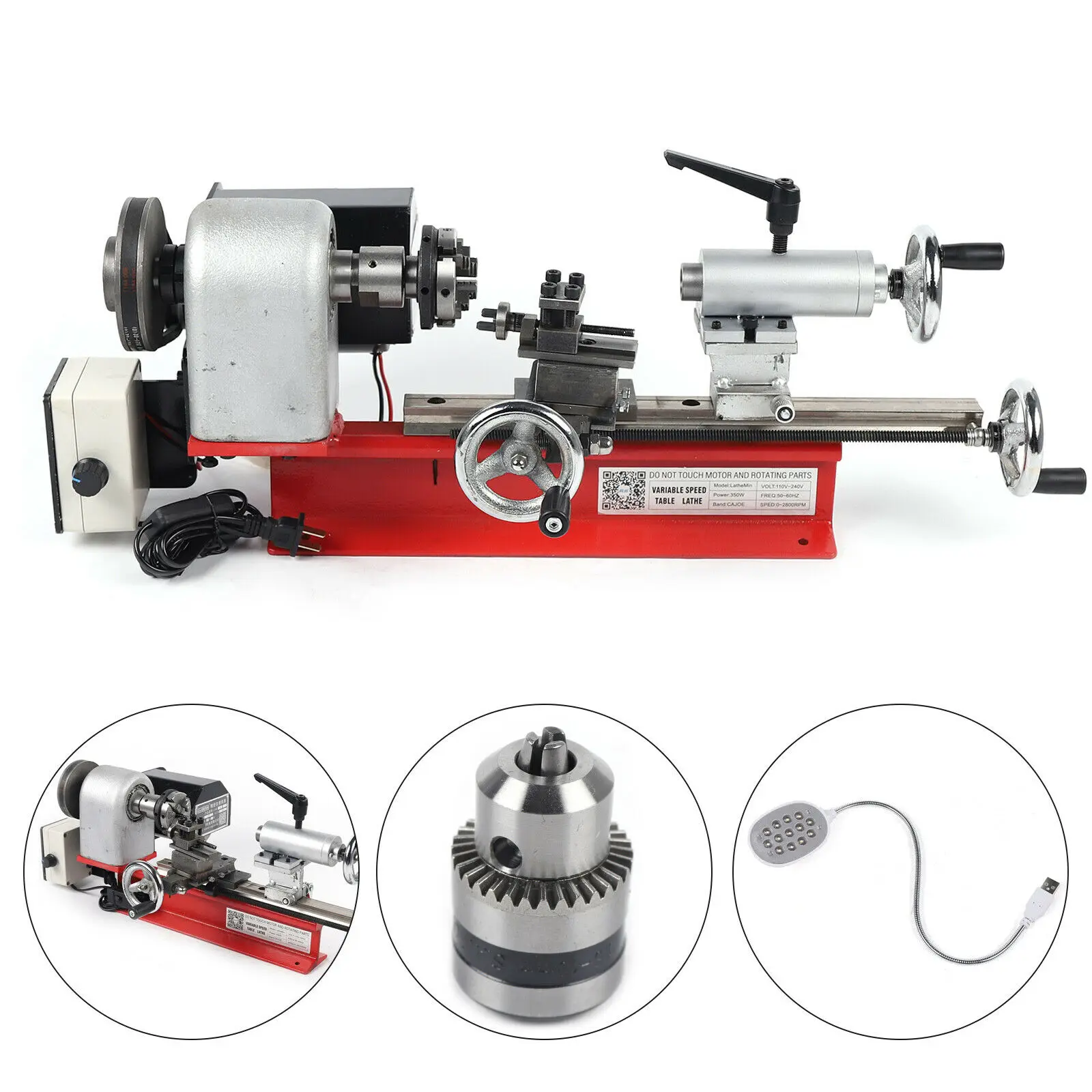 Mini Desktop Lathe DIY Household Instrument Metal Milling Machine Watch Woodworking CNC Tool 4 Jaw Chuck 65mm