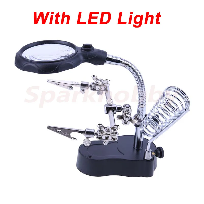 1PC Welding Magnifying Glass LED Light 2.5X 3.5X Lens Auxiliary Clip Loupe Desktop Magnifier Third Hand Soldering Repair Tool