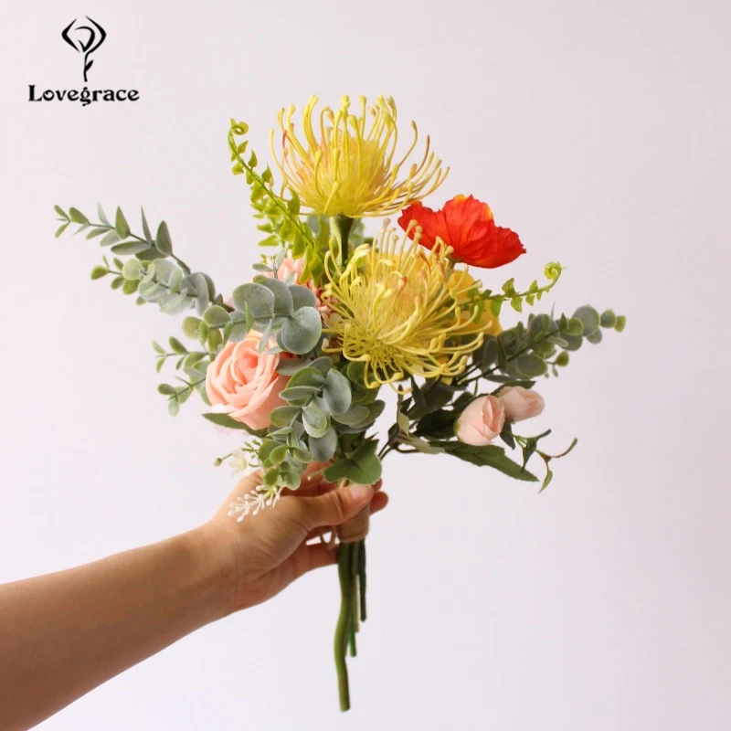 Lovegrace Wedding Bouquet สำหรับ Bridesmaid เจ้าสาวประดิษฐ์ดอกไม้งานแต่งงานเจ้าสาวแต่งงานอุปกรณ์ตกแต่งบ้าน