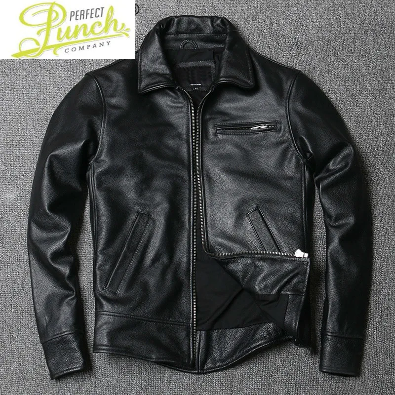 

Leather Genuine Jacket Men 100% Real Cow Leather Coat Spring Autumn Plus Size Mens Leather Jackets Cowhide KJ4802