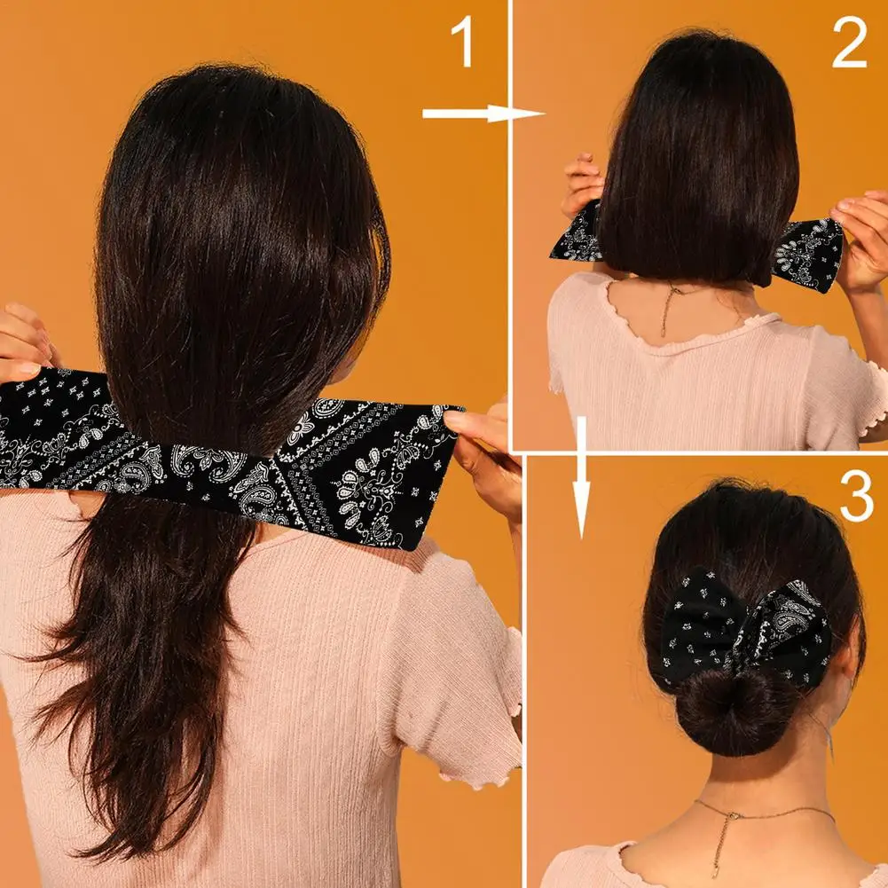 Deft Bun Women Knotted Print Maker Hairstyle Tools French Twist Donut Bun Hairpin Maker Hair Bands Retro Elegant Bowknot