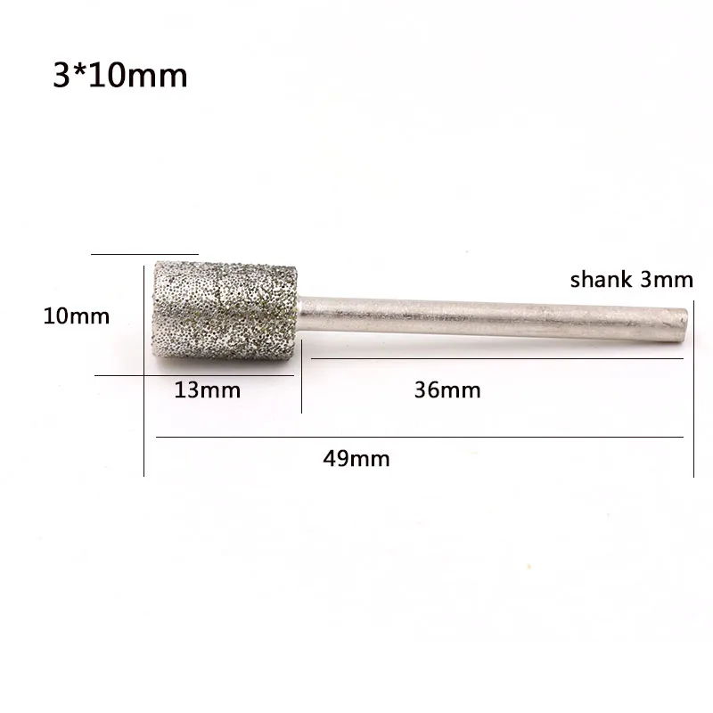 10ชิ้น/เซ็ต2.35/3Mm Shank หัวเพชร Burrs จุดแกะสลักกระจกแก้วหินหยกสว่าน Bits เครื่องมือเข็ม